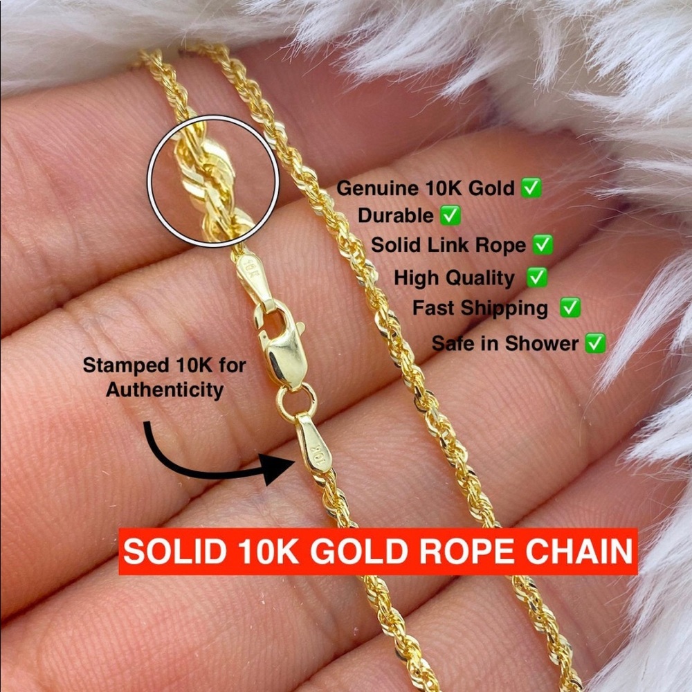10k solid Gold Rope chain! 18 inch 4mm diamond cut